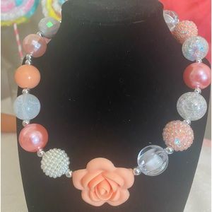 Soft peach/white bubblegum bead necklace
